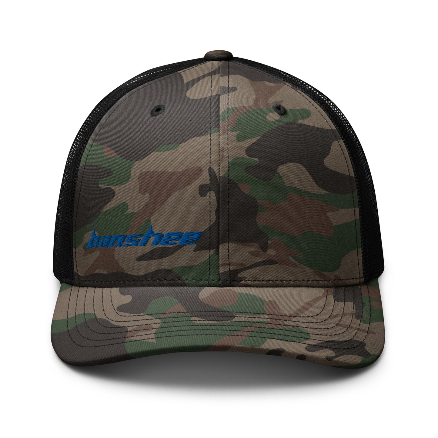 Minimalist Blue Logo Camouflage trucker hat