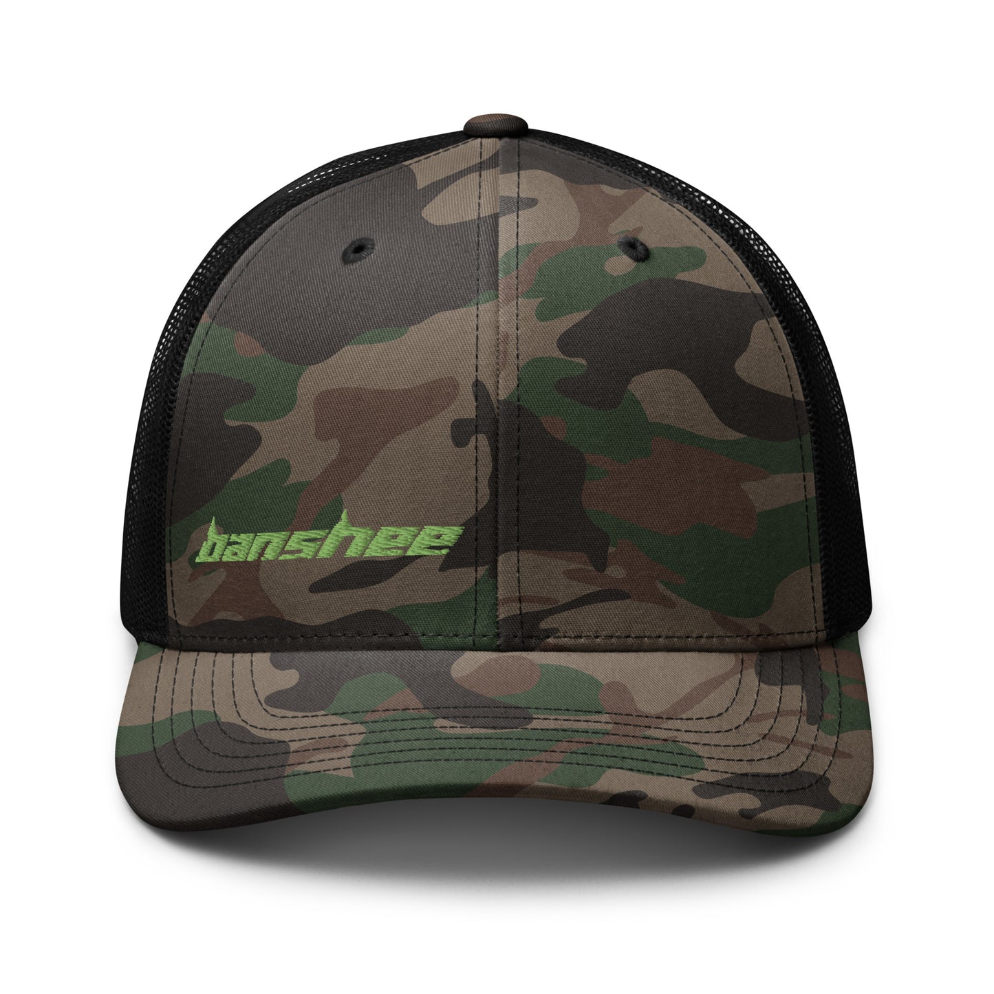 Minimalist Green Logo Camouflage trucker hat