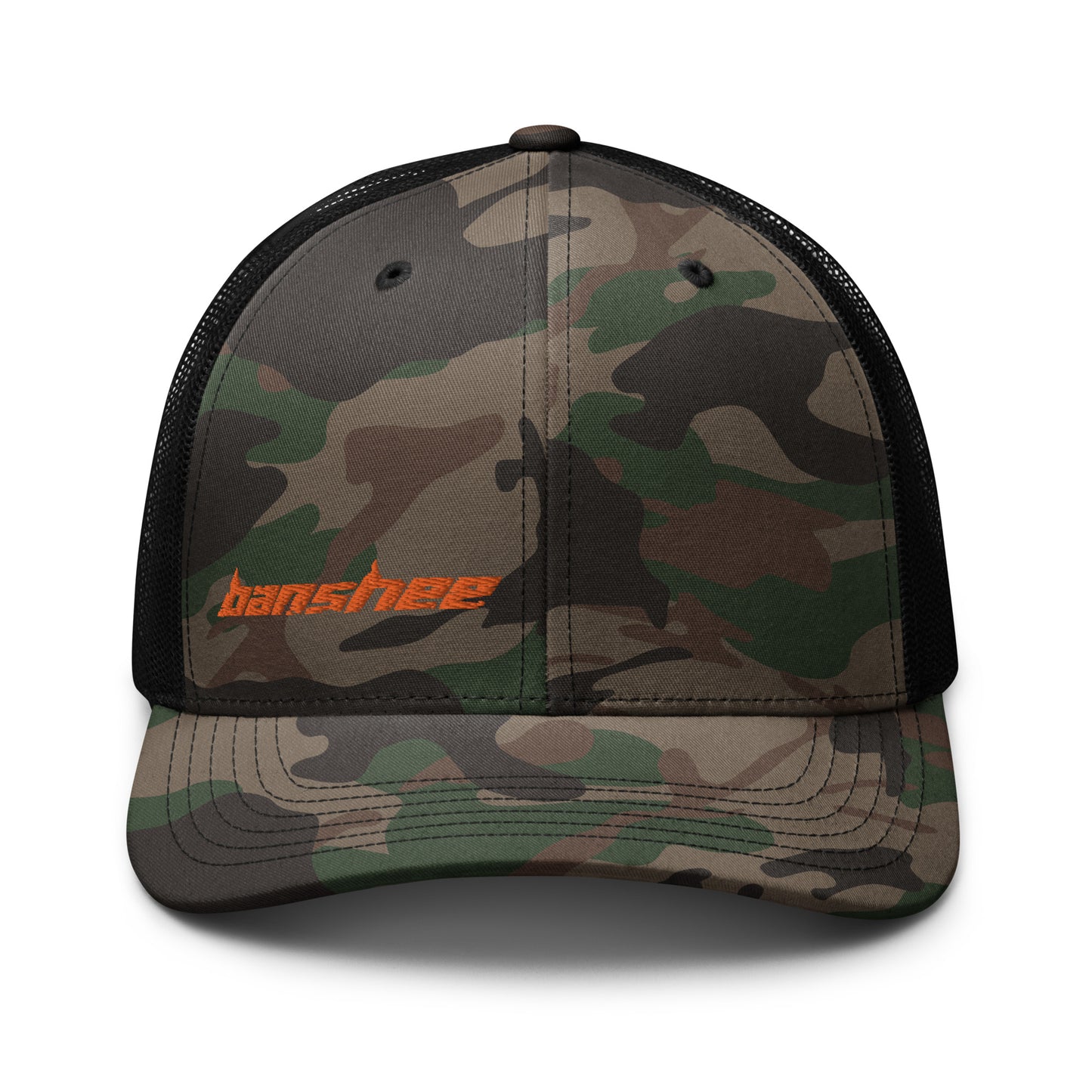 Minimalist Orange Logo Camouflage trucker hat