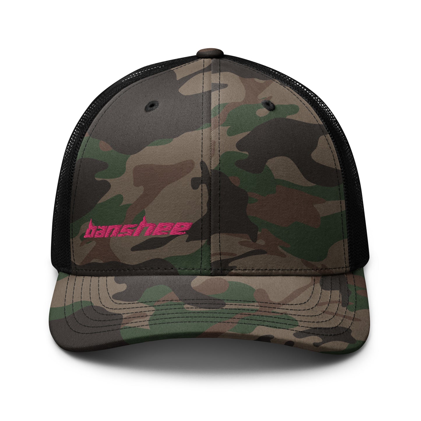 Minimalist Pink Logo Camouflage trucker hat