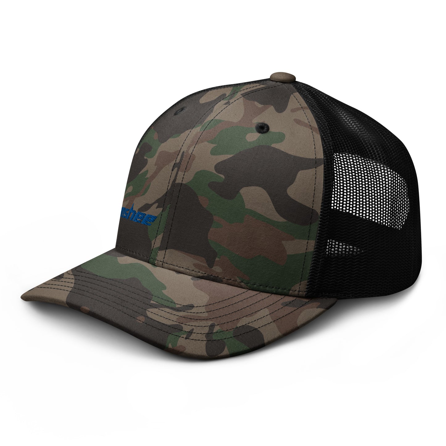 Minimalist Blue Logo Camouflage trucker hat