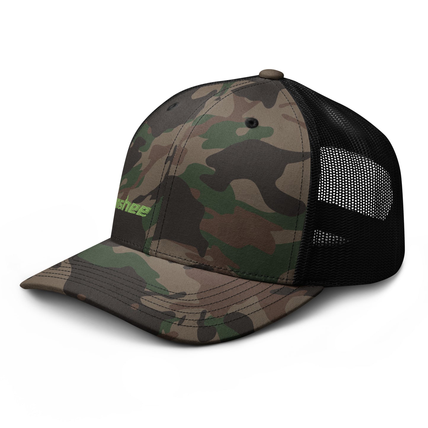 Minimalist Green Logo Camouflage trucker hat