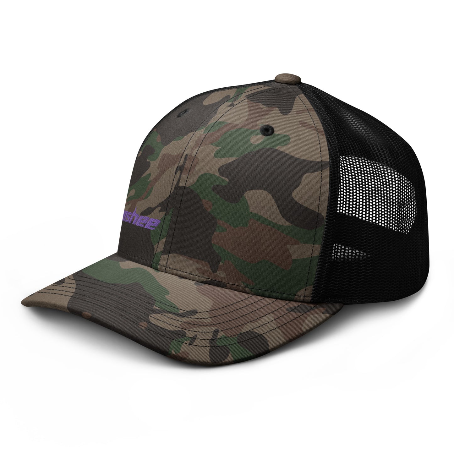 Minimalist Purple Logo Camouflage trucker hat