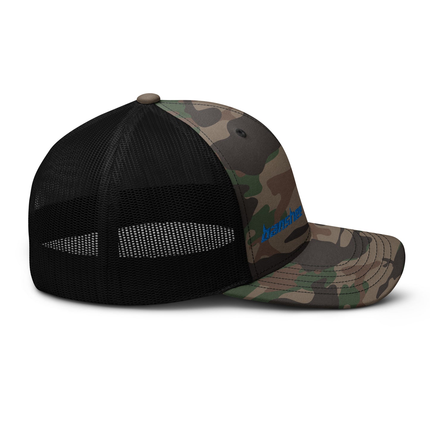 Minimalist Blue Logo Camouflage trucker hat