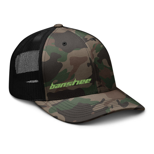 Minimalist Green Logo Camouflage trucker hat