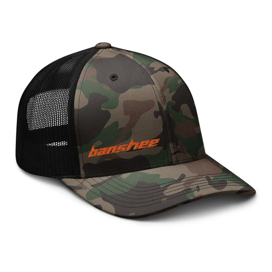 Minimalist Orange Logo Camouflage trucker hat