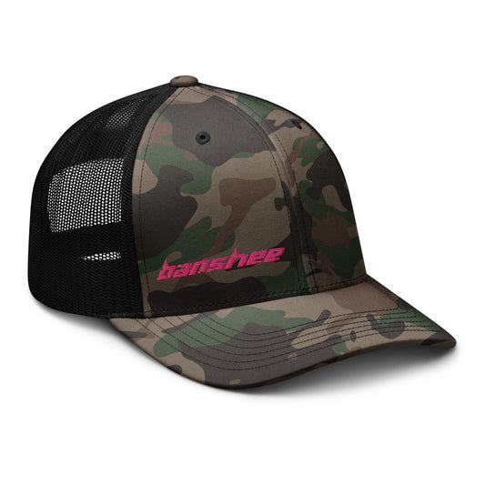 Minimalist Pink Logo Camouflage trucker hat