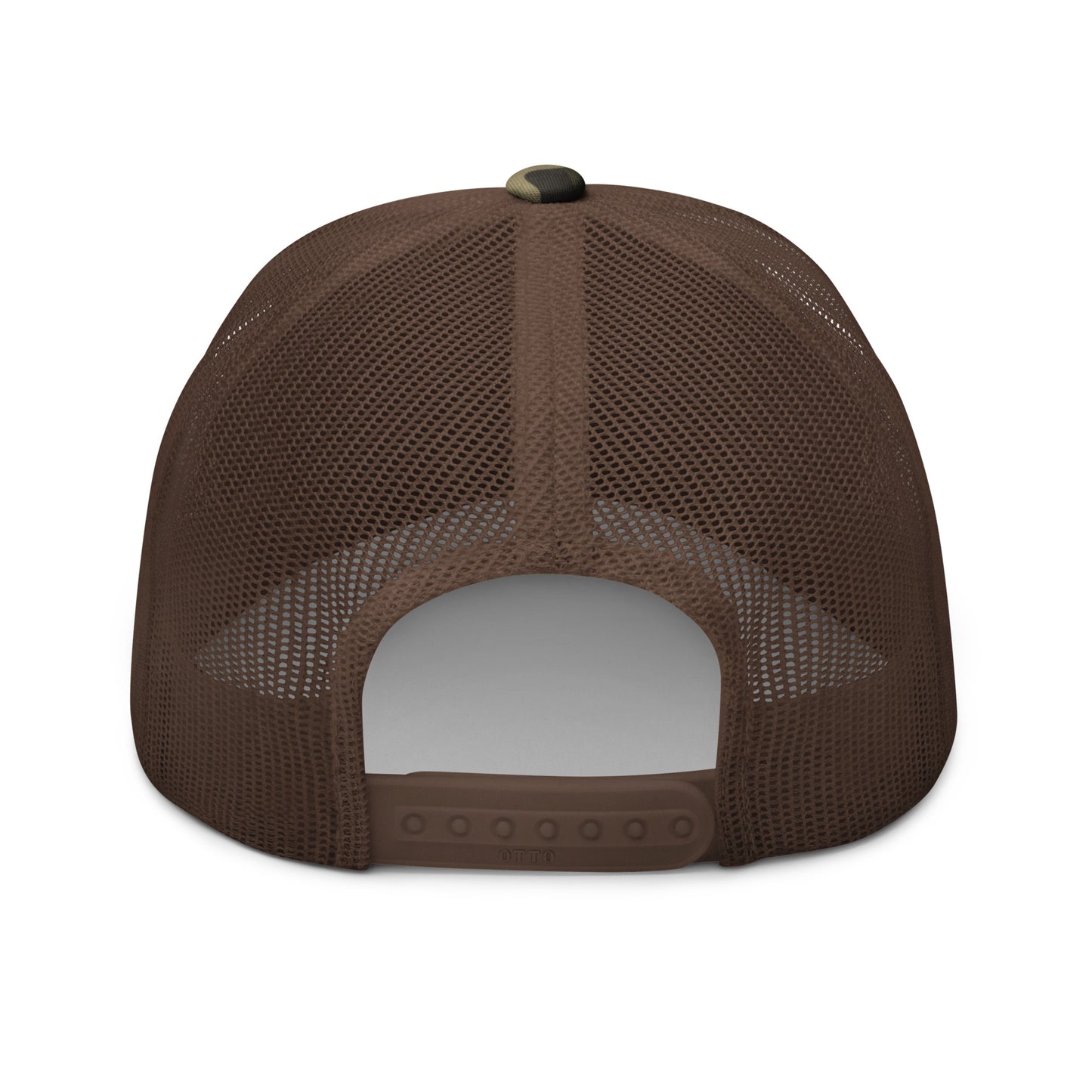 Minimalist Orange Logo Camouflage trucker hat