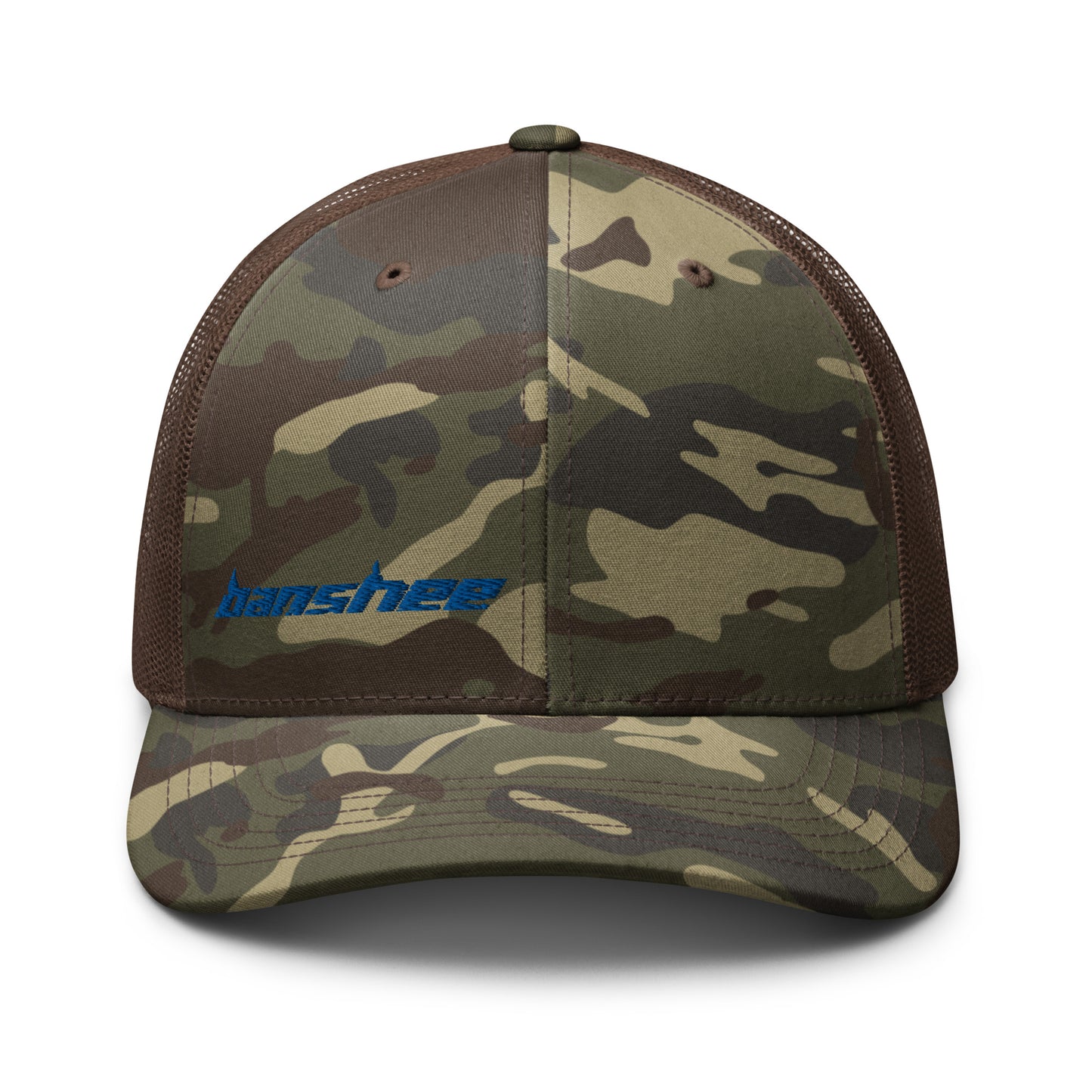 Minimalist Blue Logo Camouflage trucker hat