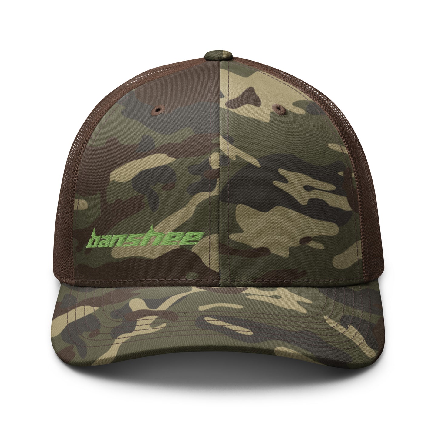 Minimalist Green Logo Camouflage trucker hat