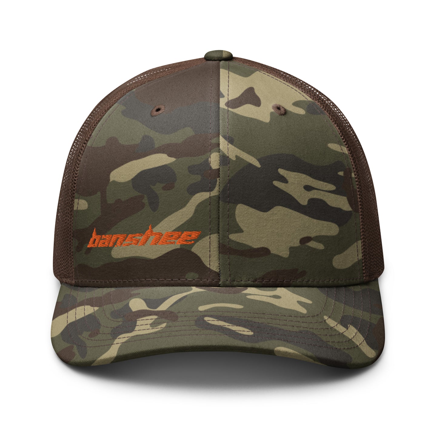 Minimalist Orange Logo Camouflage trucker hat