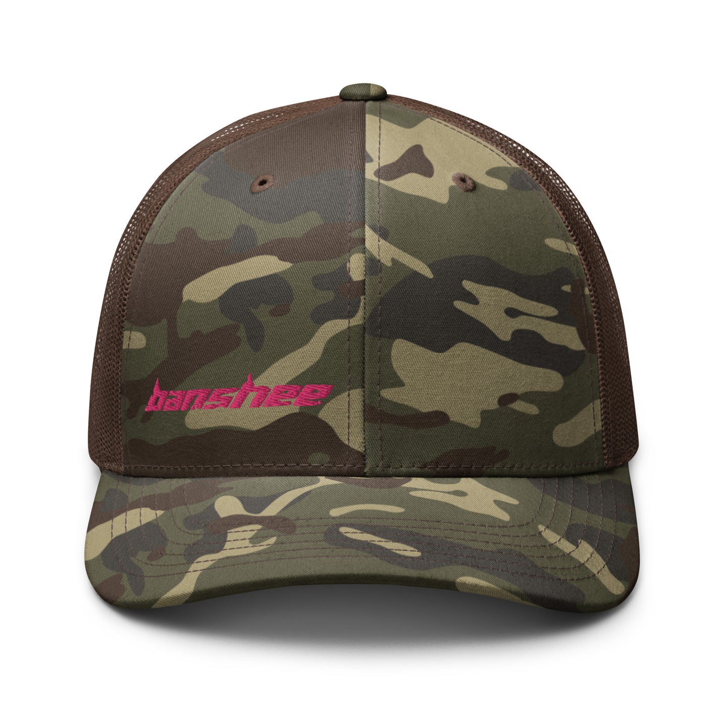 Minimalist Pink Logo Camouflage trucker hat