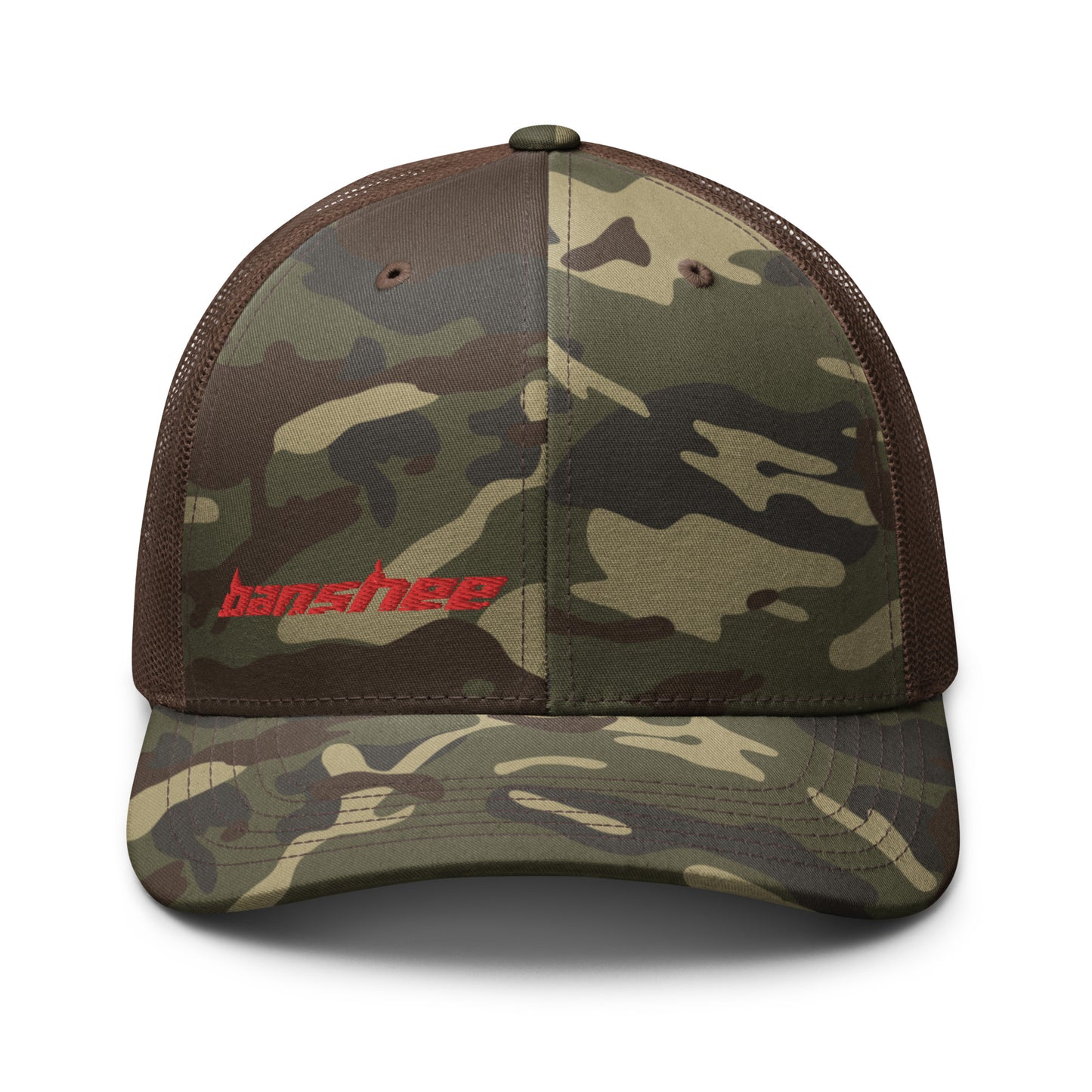 Minimalist Red Logo Camouflage trucker hat