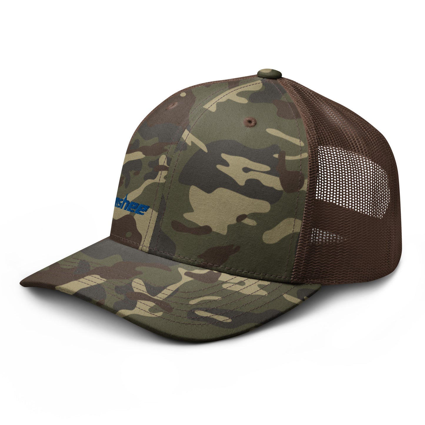 Minimalist Blue Logo Camouflage trucker hat