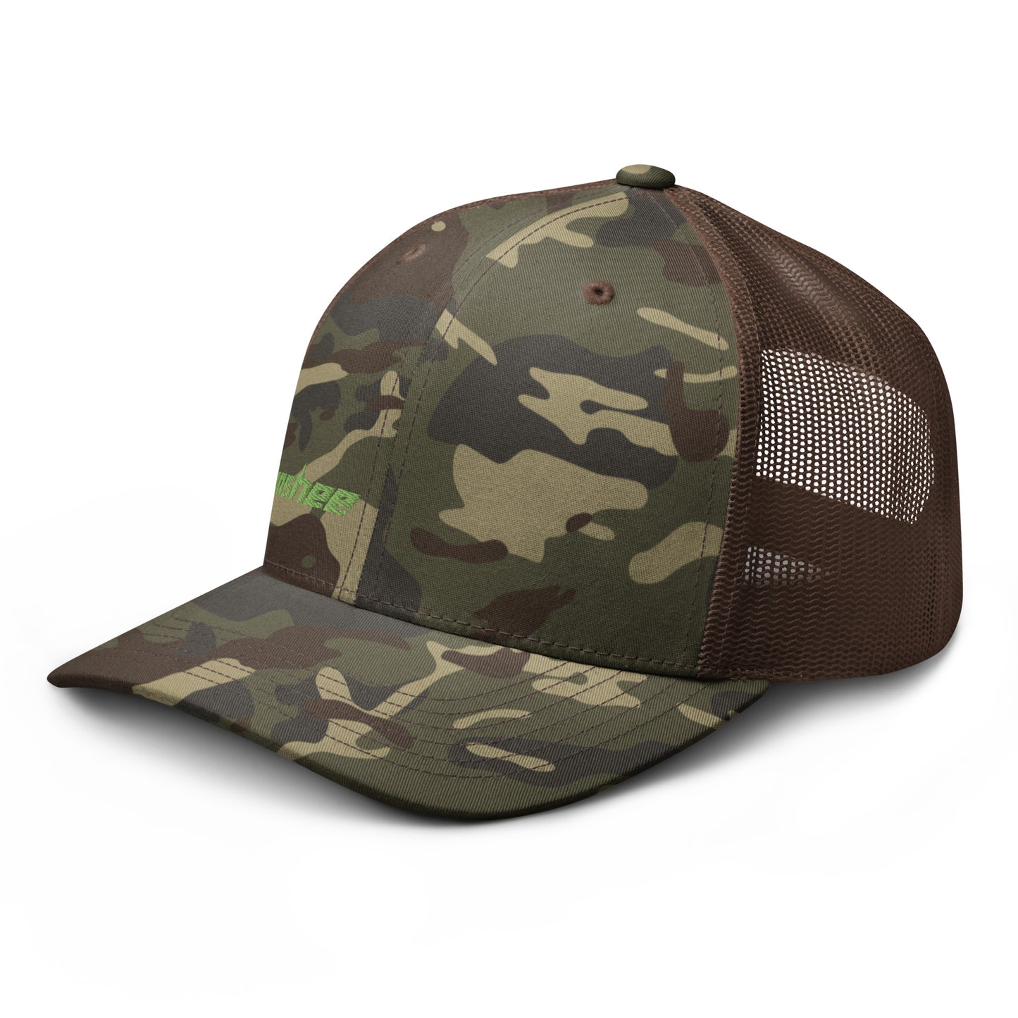 Minimalist Green Logo Camouflage trucker hat