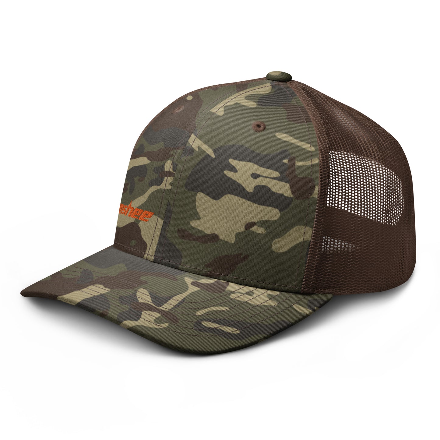 Minimalist Orange Logo Camouflage trucker hat