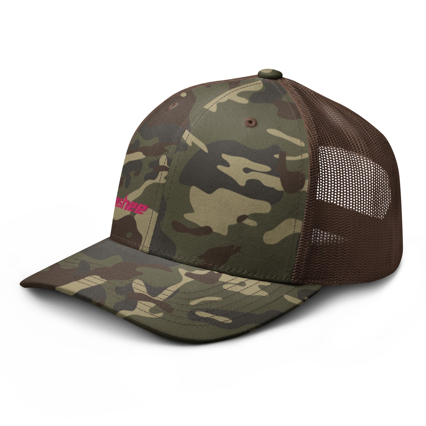 Minimalist Pink Logo Camouflage trucker hat