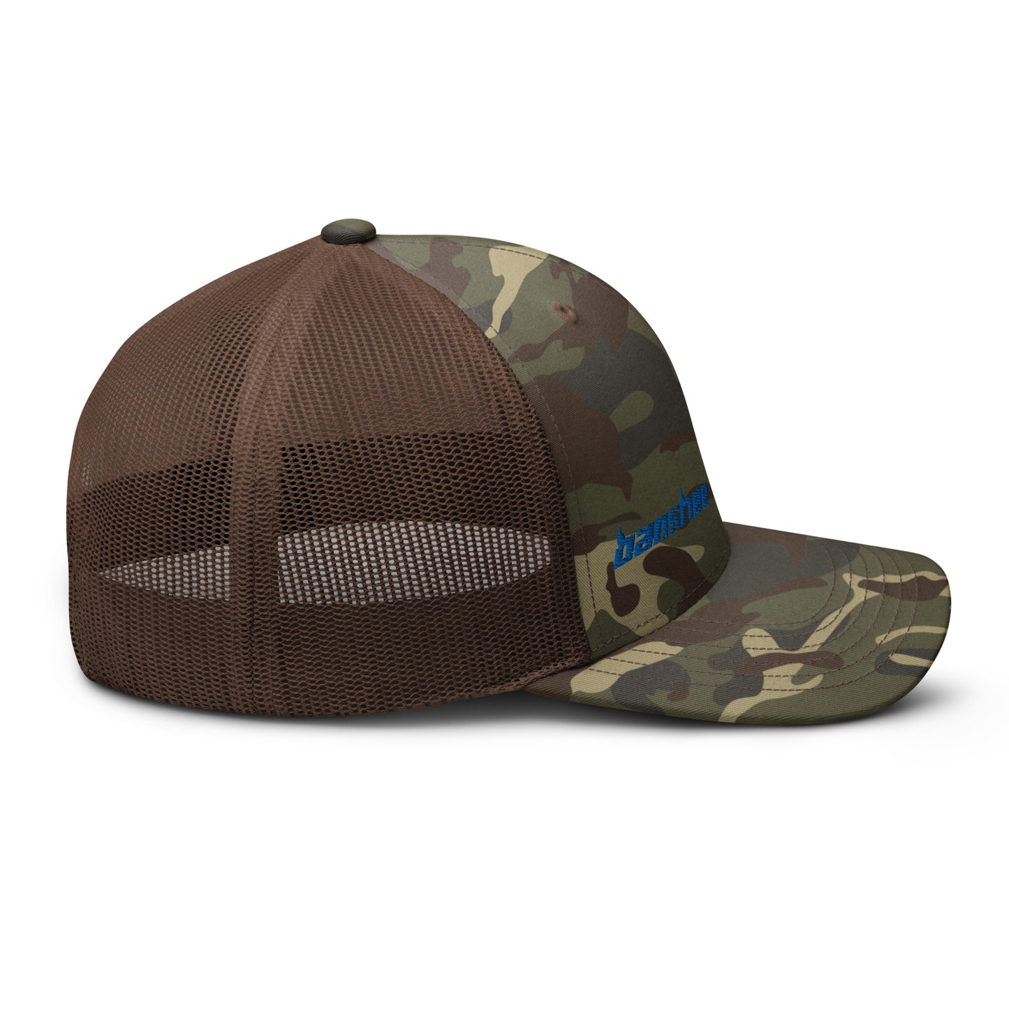 Minimalist Blue Logo Camouflage trucker hat