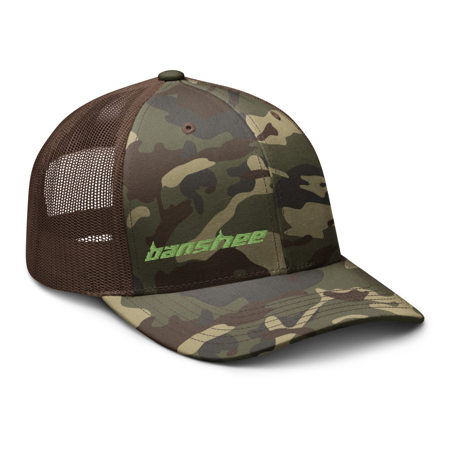 Minimalist Green Logo Camouflage trucker hat