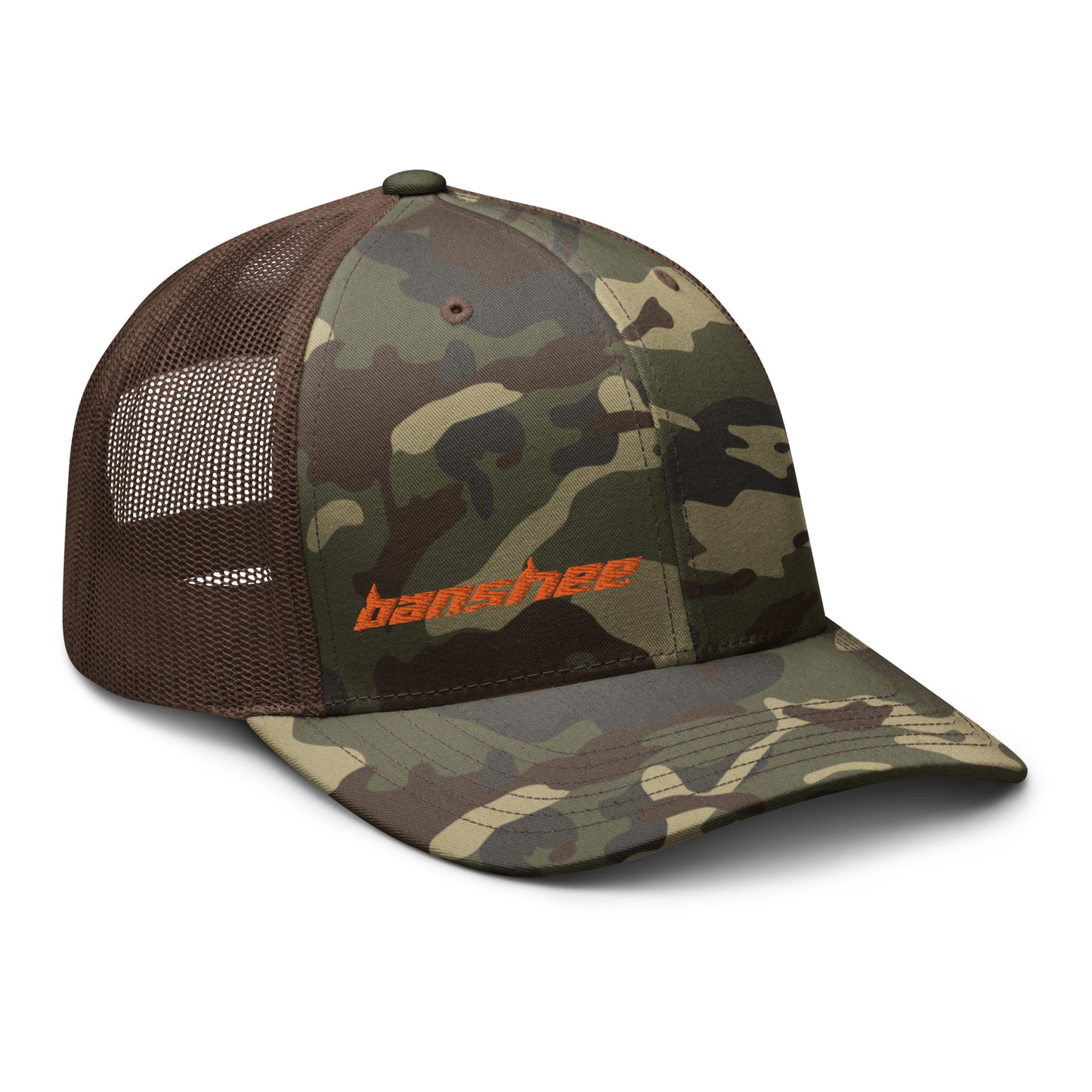 Minimalist Orange Logo Camouflage trucker hat