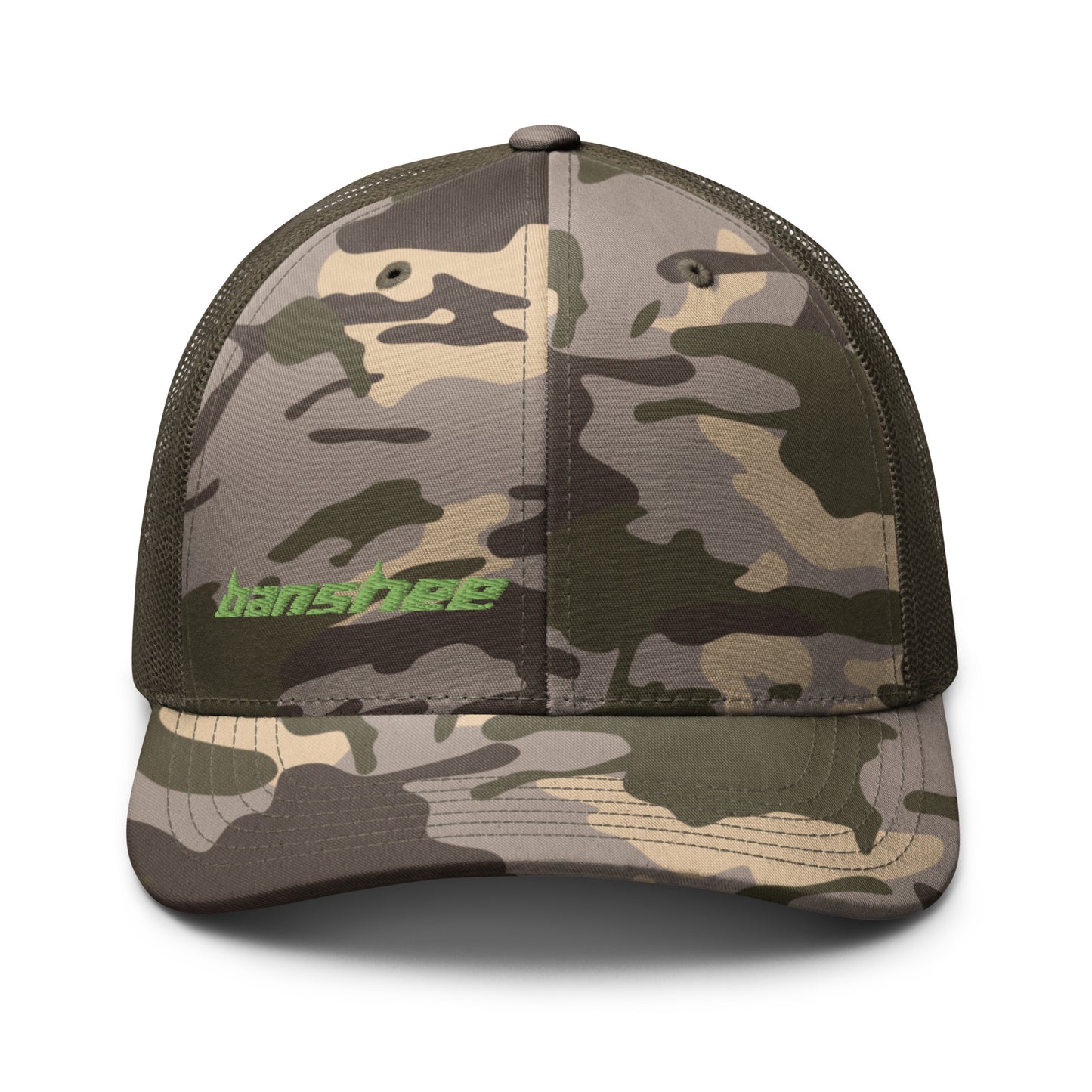 Minimalist Green Logo Camouflage trucker hat