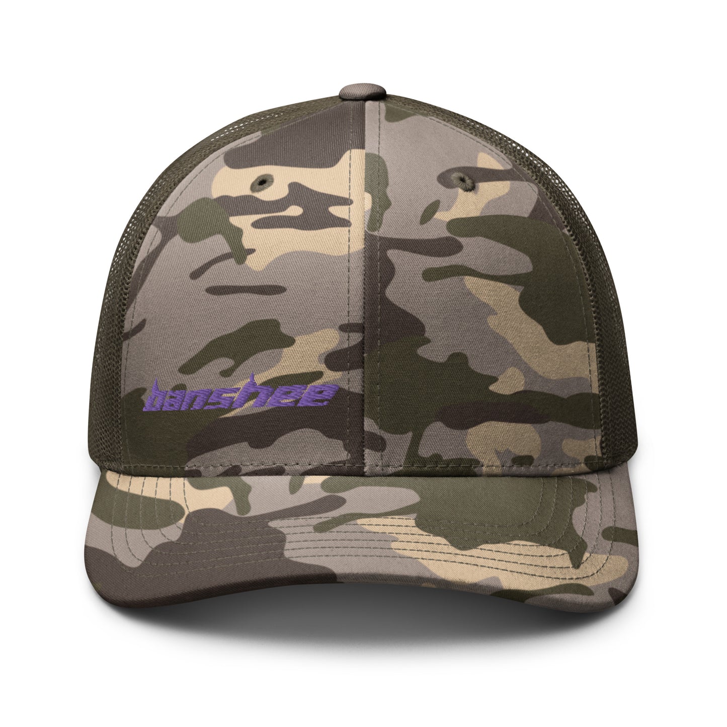 Minimalist Purple Logo Camouflage trucker hat