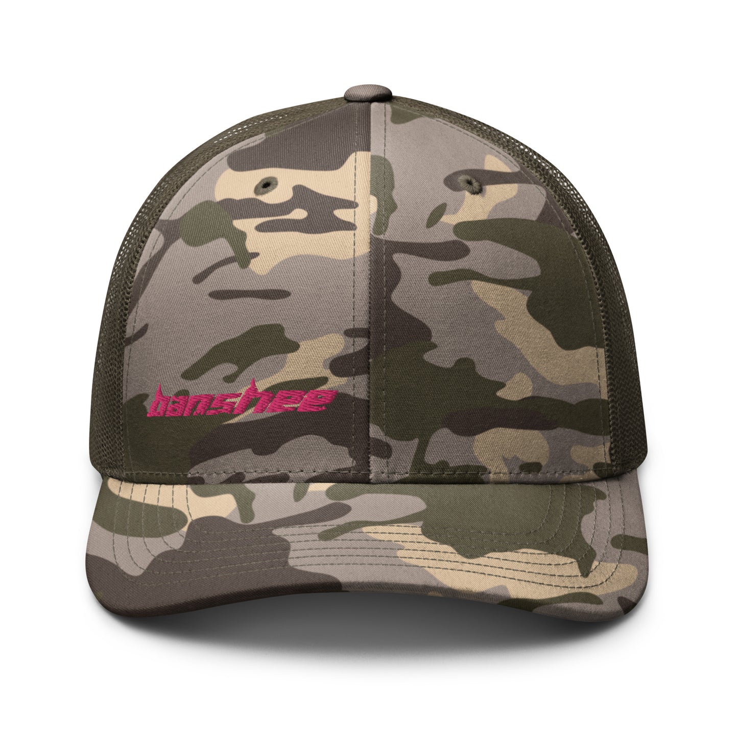 Minimalist Pink Logo Camouflage trucker hat