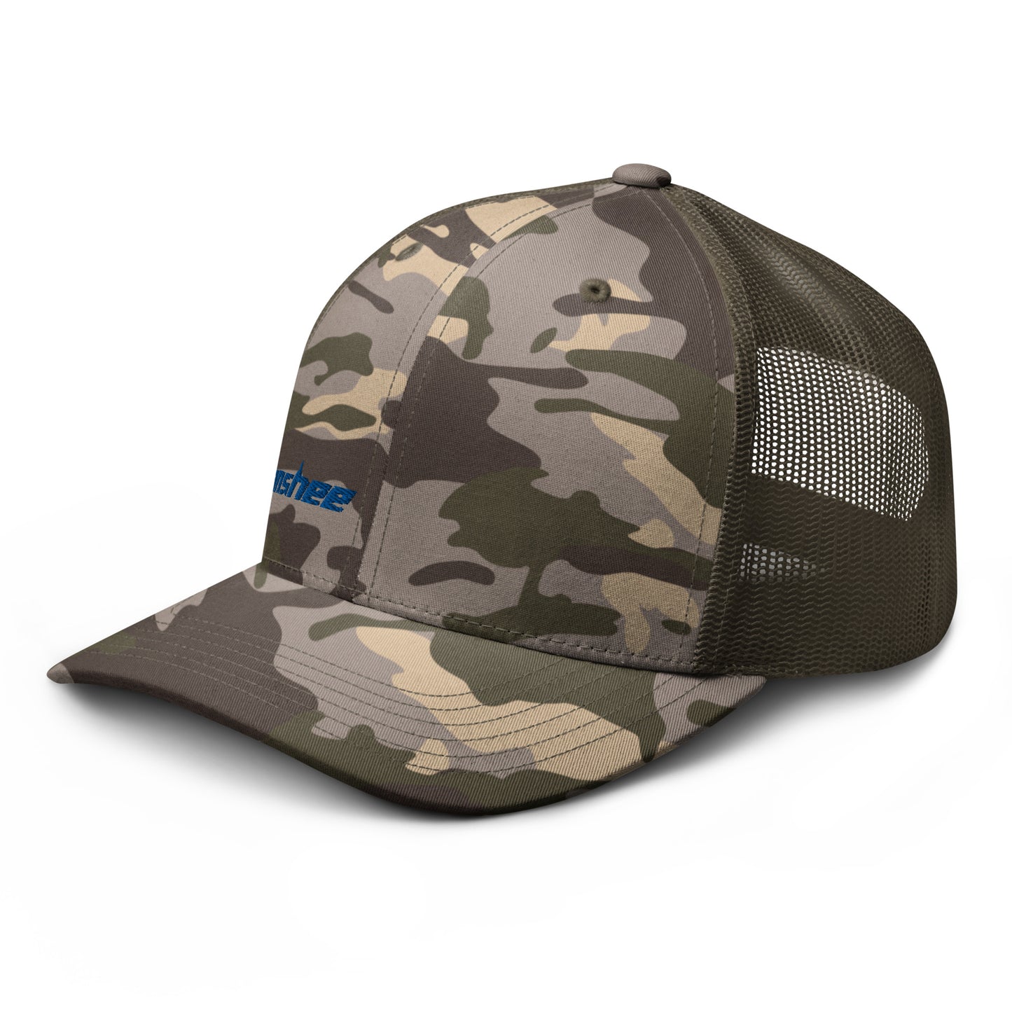 Minimalist Blue Logo Camouflage trucker hat