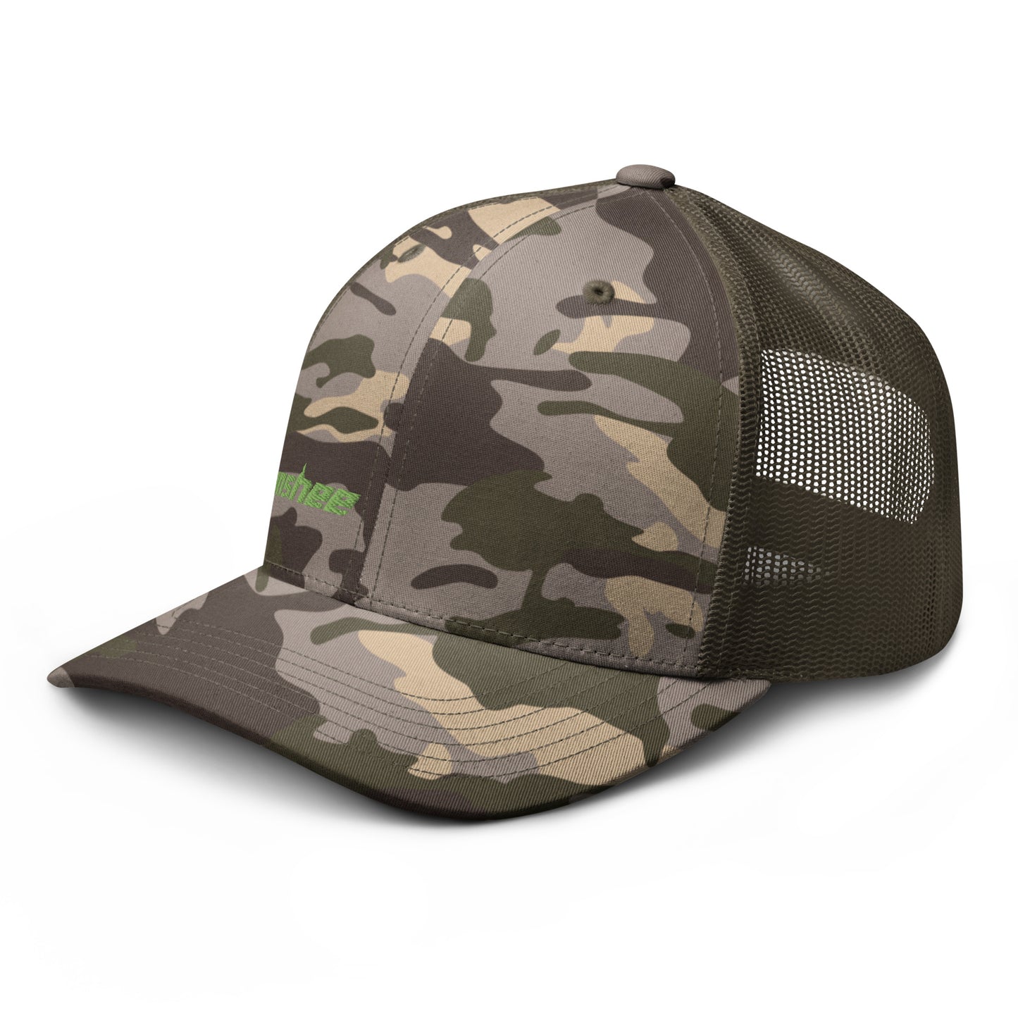 Minimalist Green Logo Camouflage trucker hat