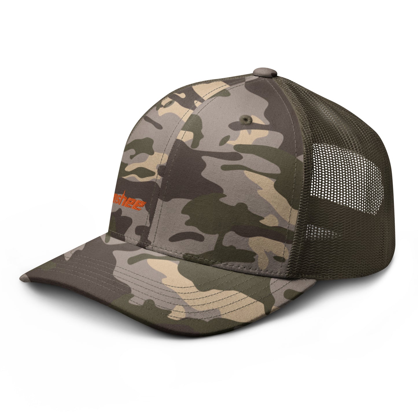 Minimalist Orange Logo Camouflage trucker hat