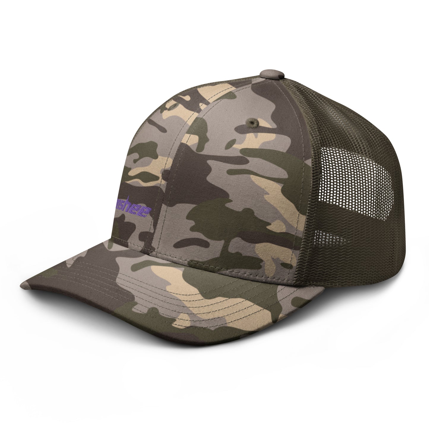 Minimalist Purple Logo Camouflage trucker hat