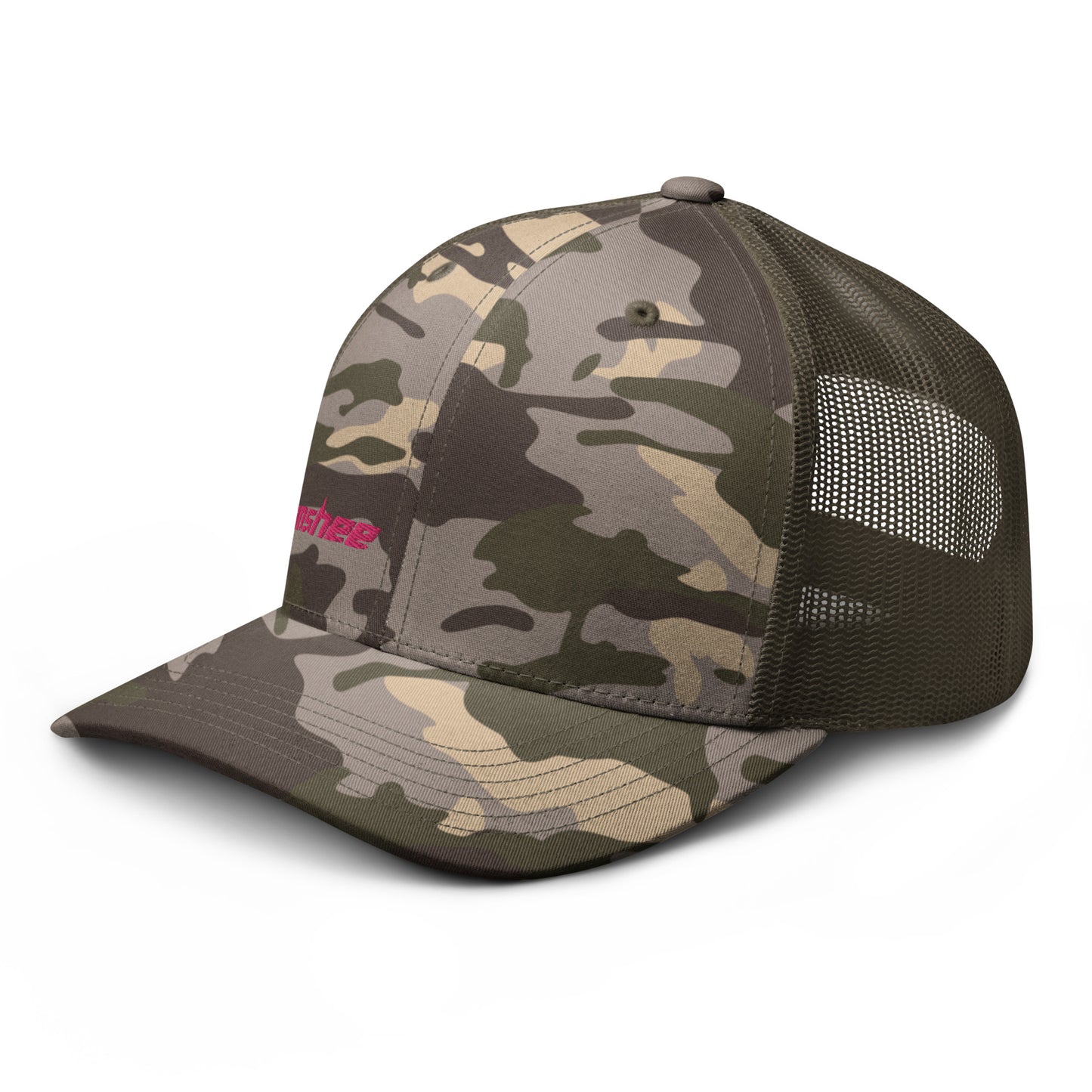 Minimalist Pink Logo Camouflage trucker hat