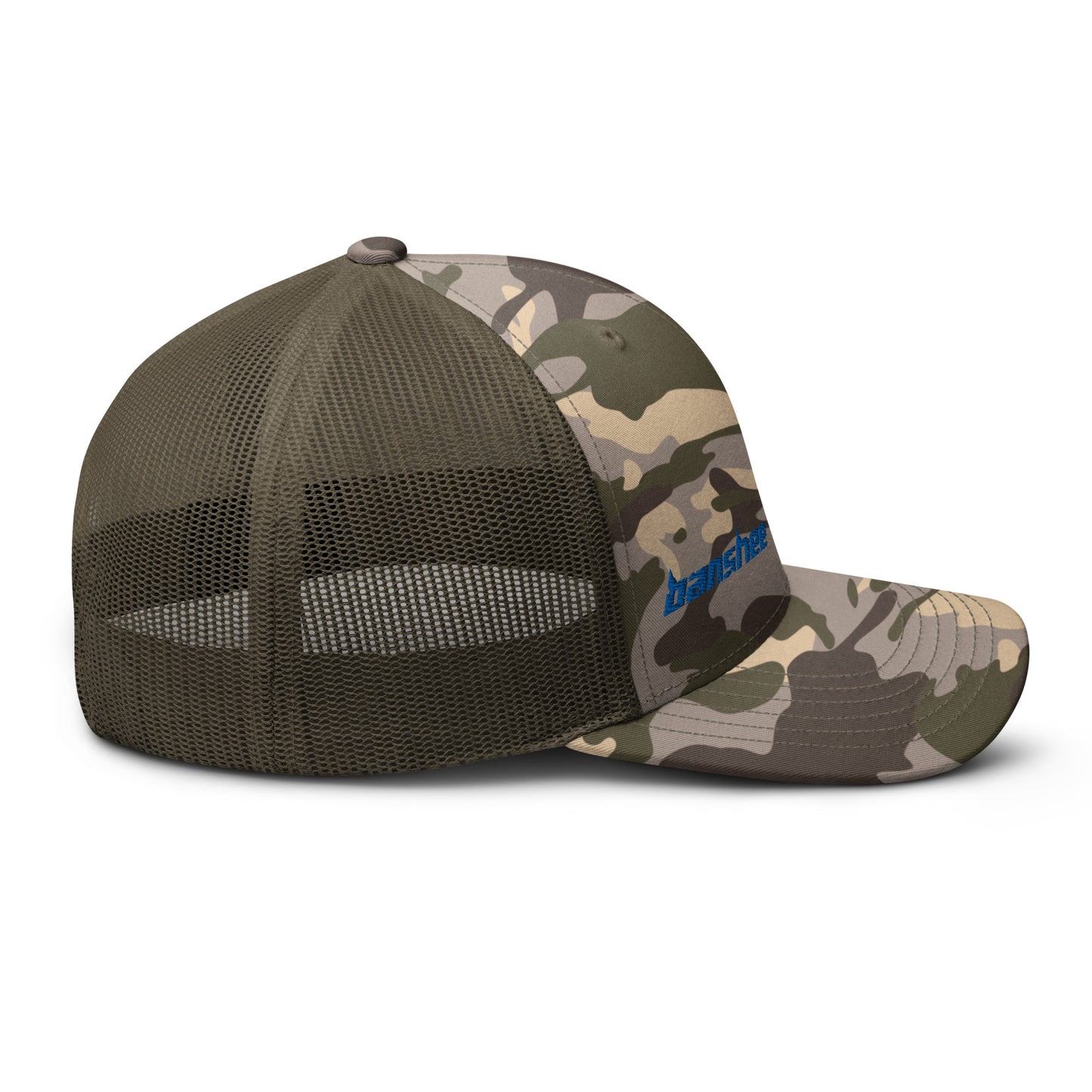 Minimalist Blue Logo Camouflage trucker hat