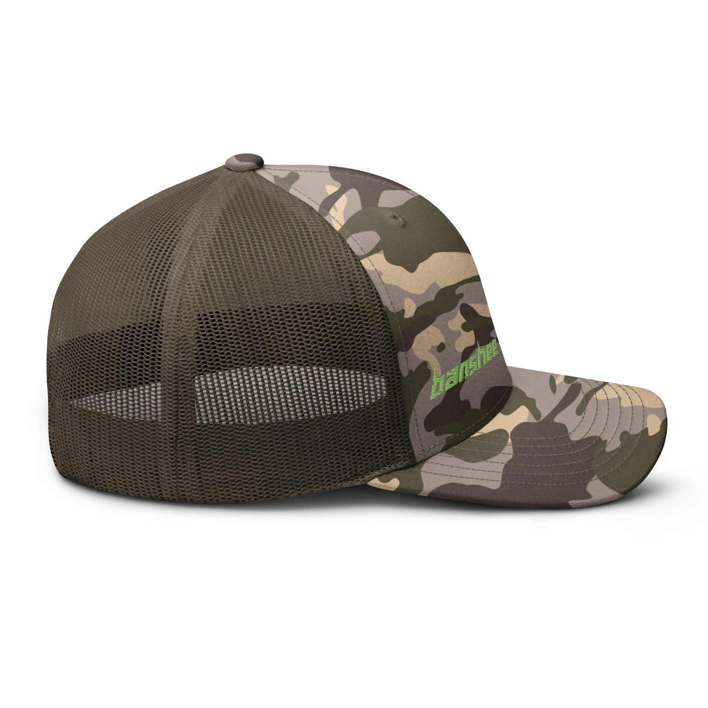 Minimalist Green Logo Camouflage trucker hat