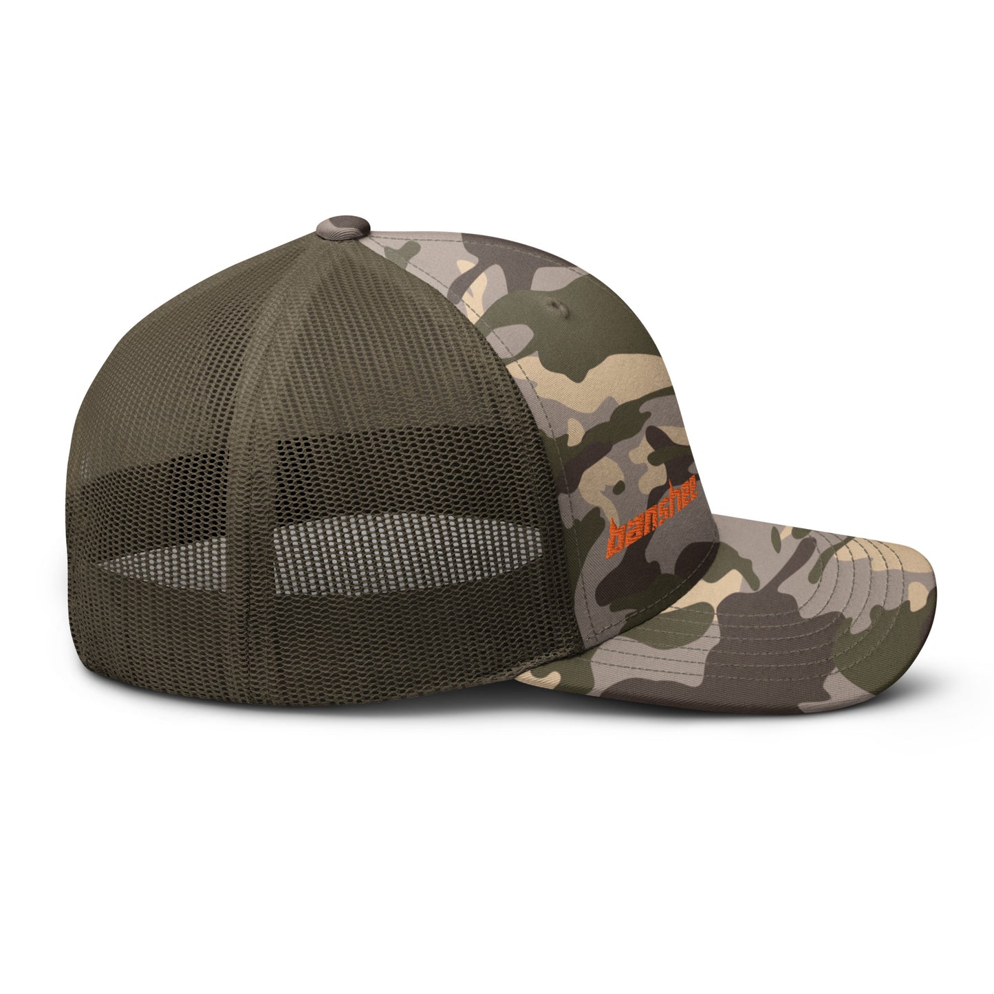 Minimalist Orange Logo Camouflage trucker hat