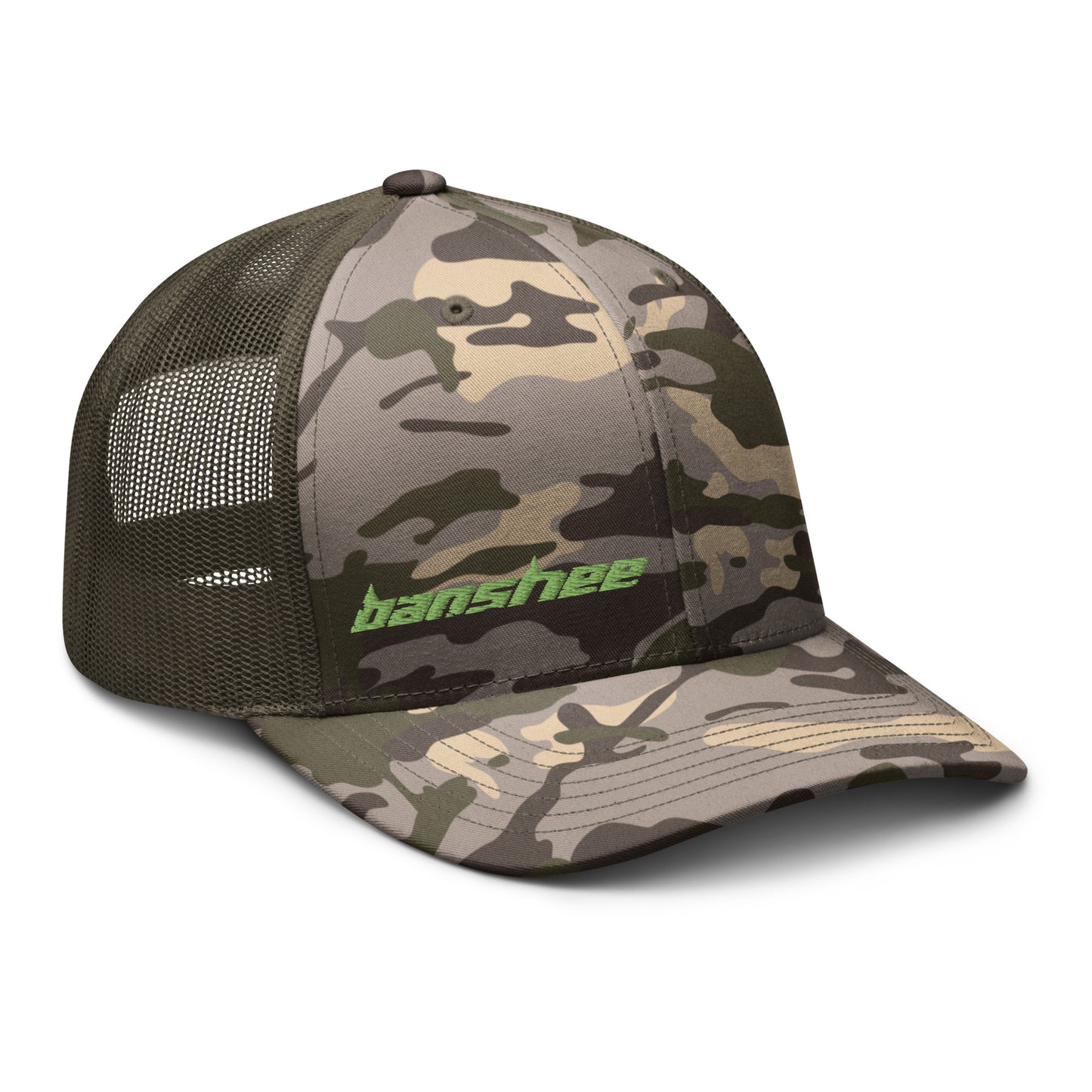 Minimalist Green Logo Camouflage trucker hat