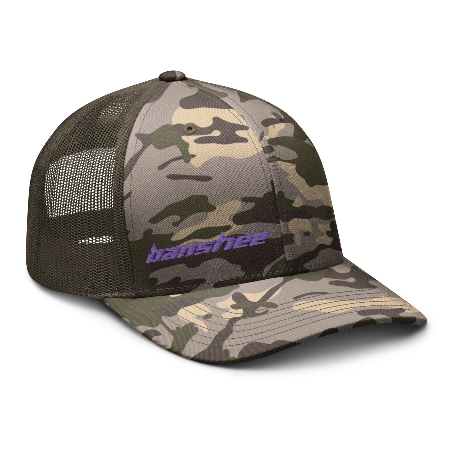 Minimalist Purple Logo Camouflage trucker hat